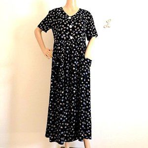 Vintage Empire Waist Floral Print Midi Dress